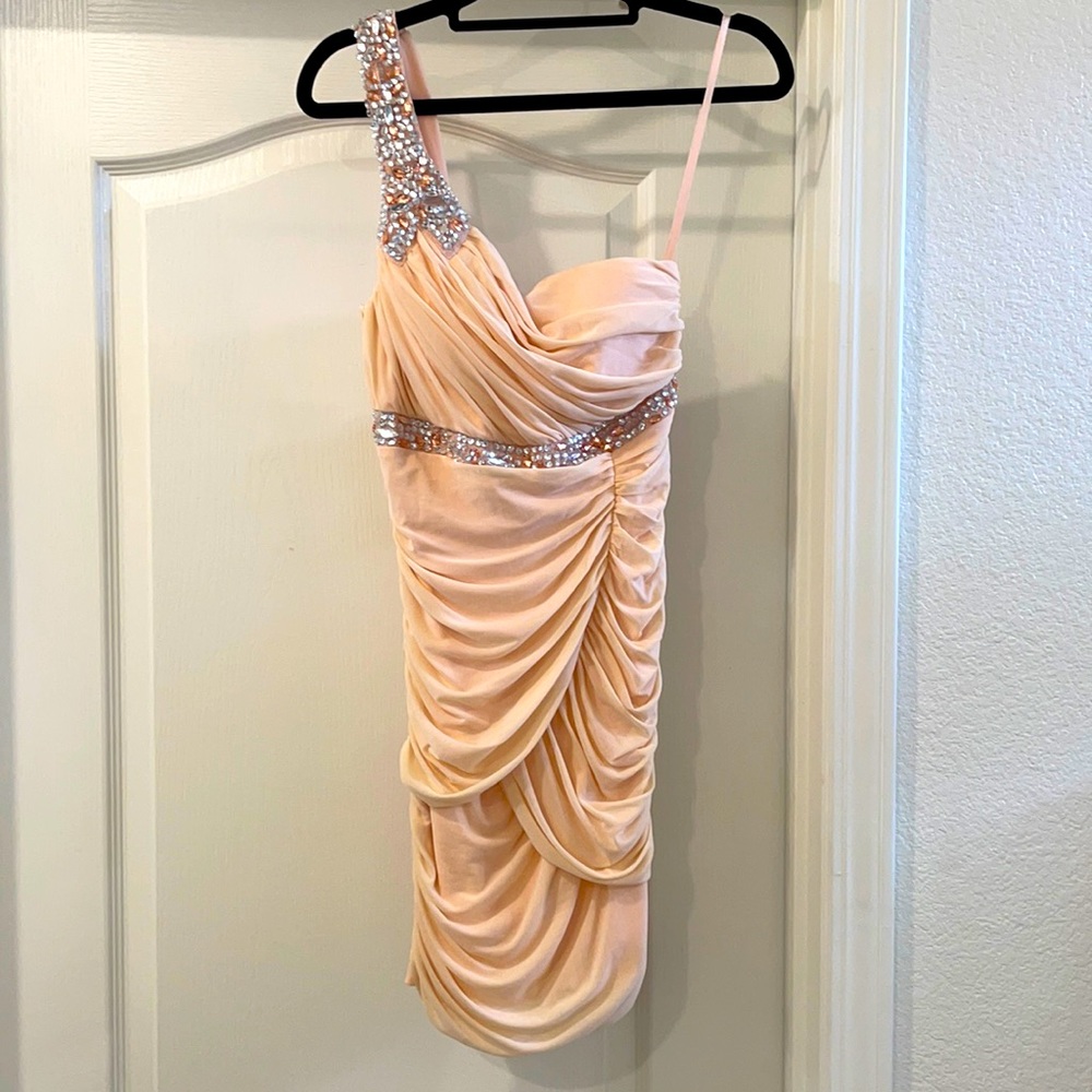 Embellished One Shoulder Dress